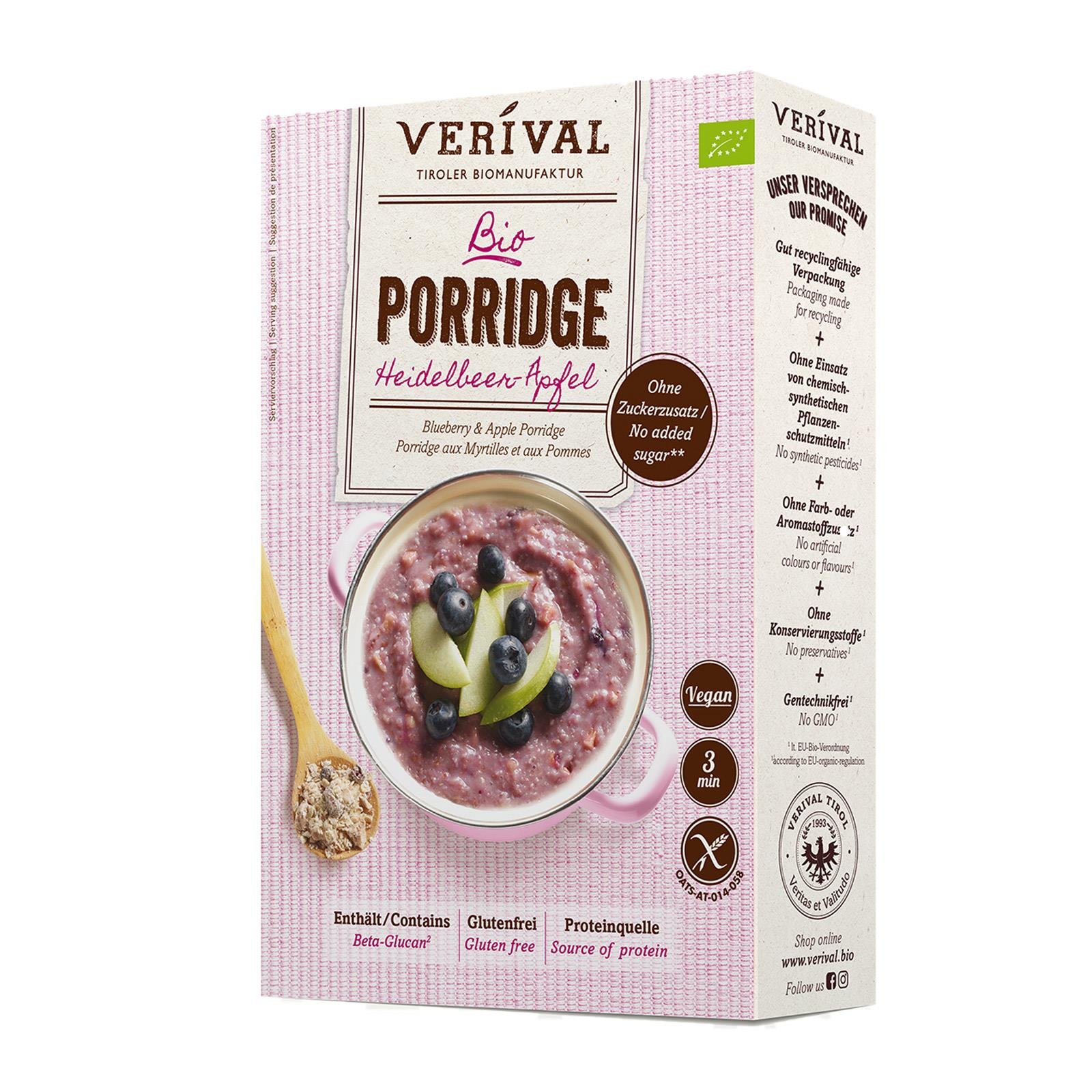 Verival Heidelbeer Apfel Porridge Glutenfrei