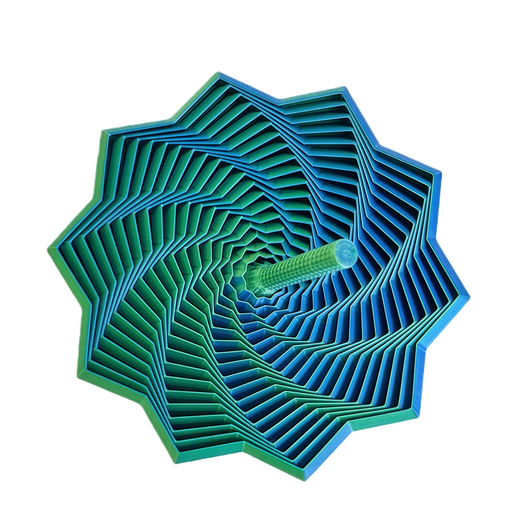 (12cm) Anti Stress 3D Druck Stern Spielzeug Flexibles Glieder Modell Fidget Spiel mit Griff - Blau / Grün