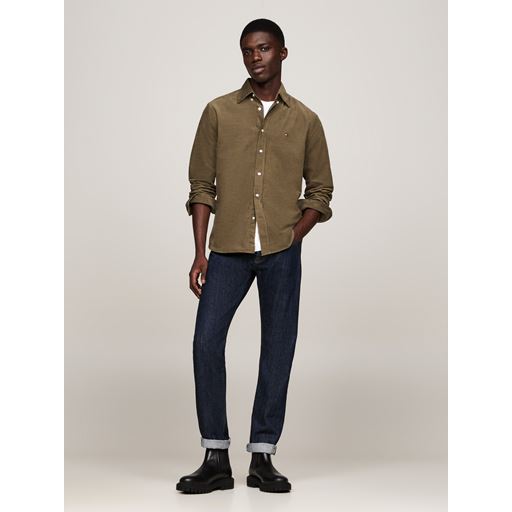 Tommy Hilfiger Solid Corduroy Skjorte, Army Green, M