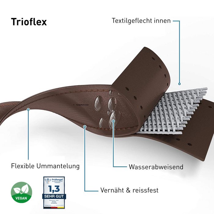 PetTec Schleppleine braun aus veganem Trioflex®