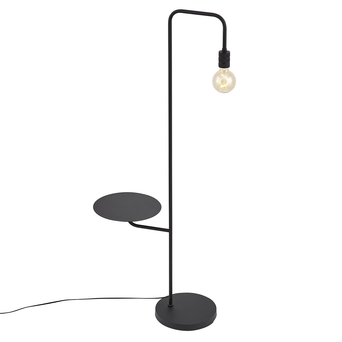Moderne vloerlamp zwart met ronde tafel - Ostrich