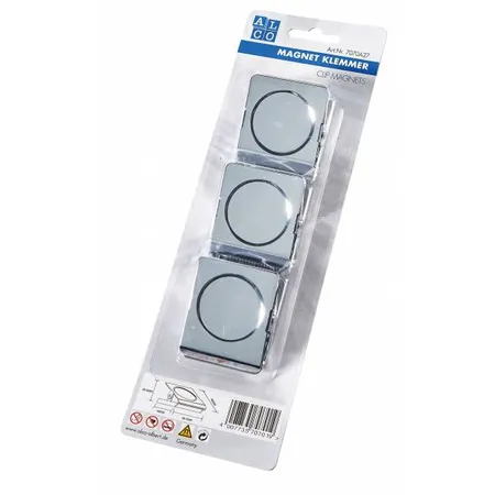 Alco Magnetklemme Metall silber, 38 x 45 mm, 3 Stück