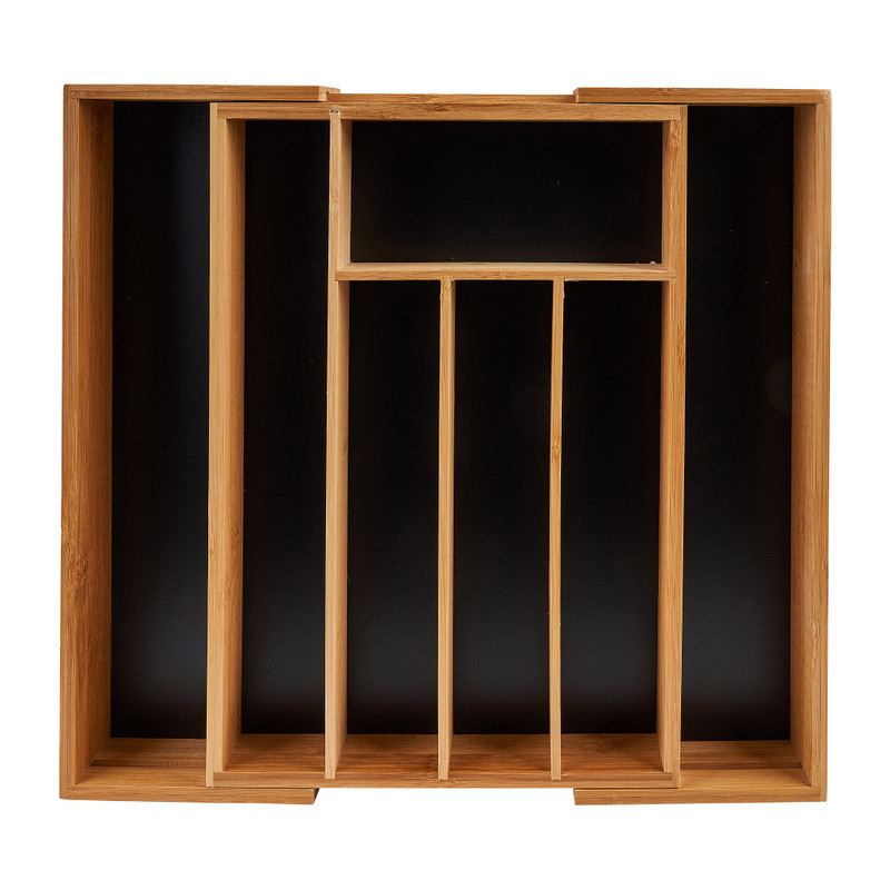 Bestekbak uitschuifbaar - bamboe - 36x25x6.5 cm