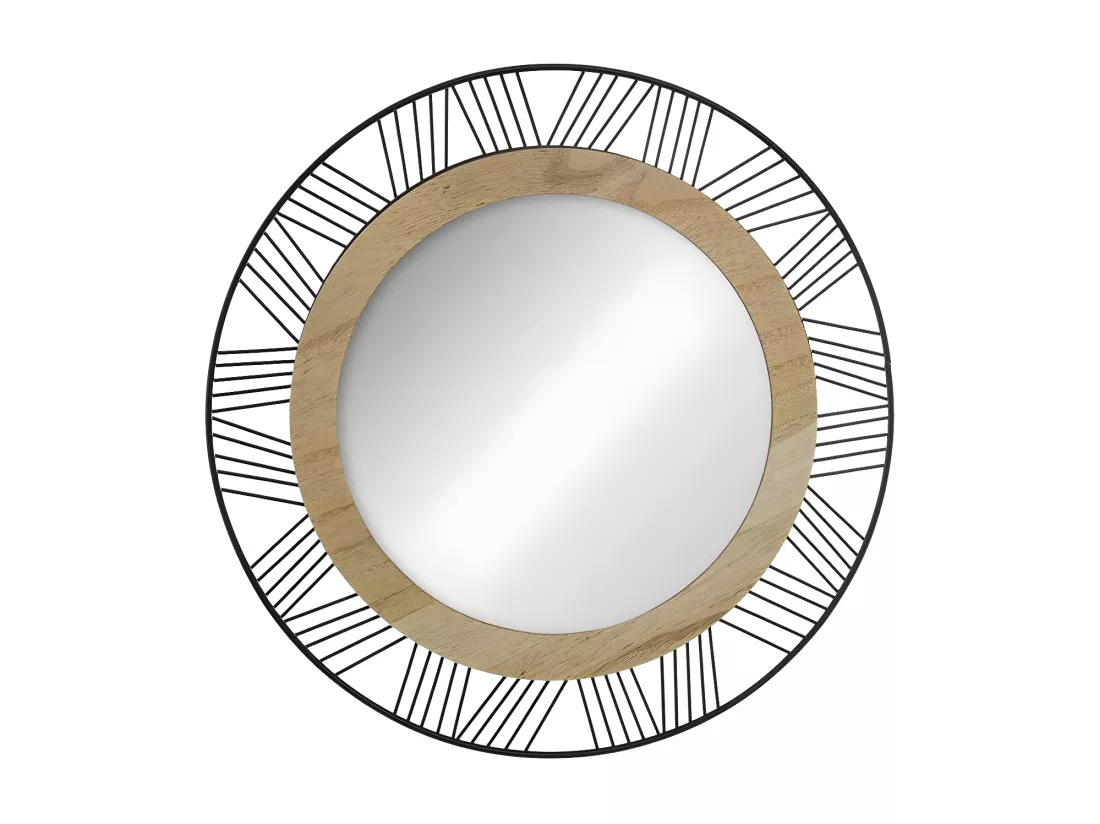 Miroir Rond en Métal & Bois 