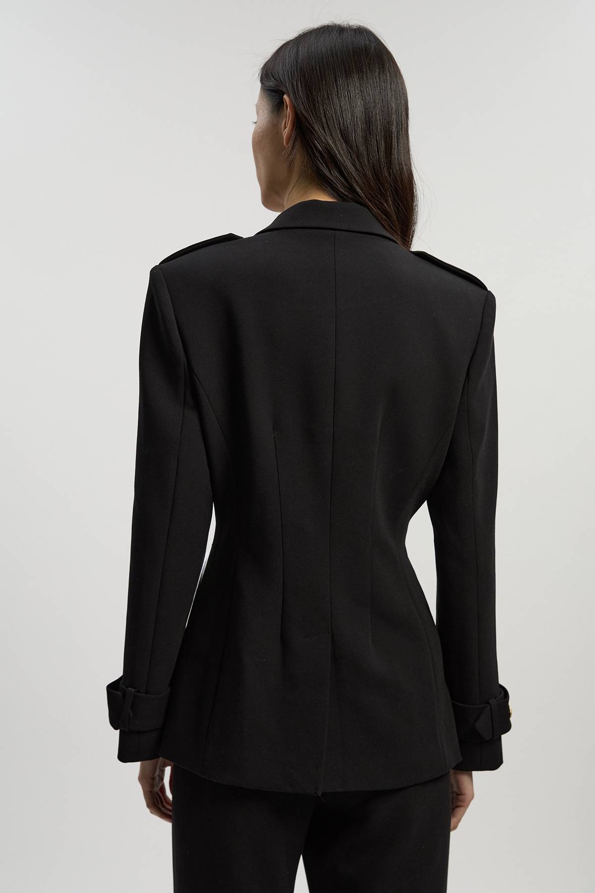 KarenMillen Blazer Militaire Ajusté Stretch Compact Simple Boutonnage