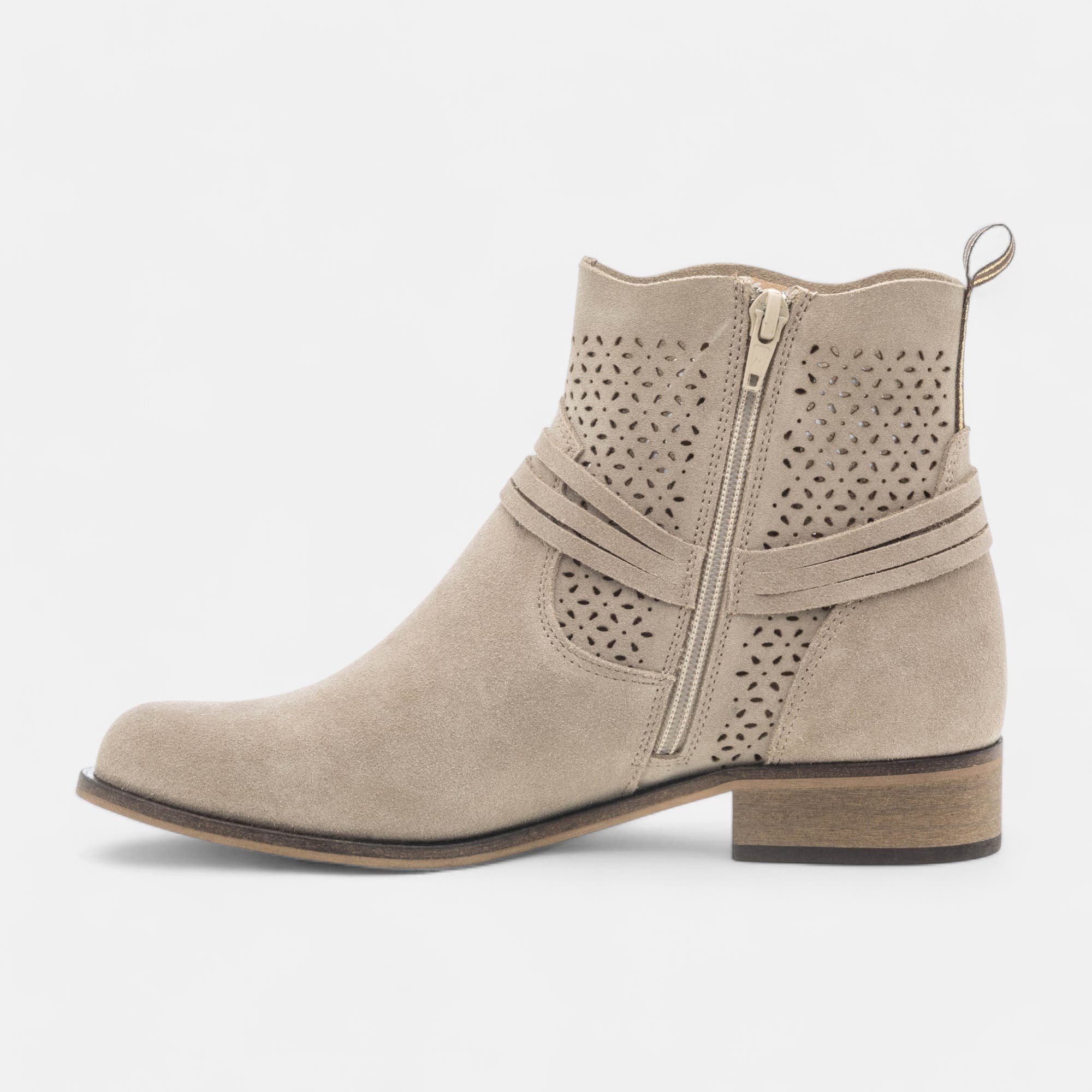 Boots Femme en cuir beige