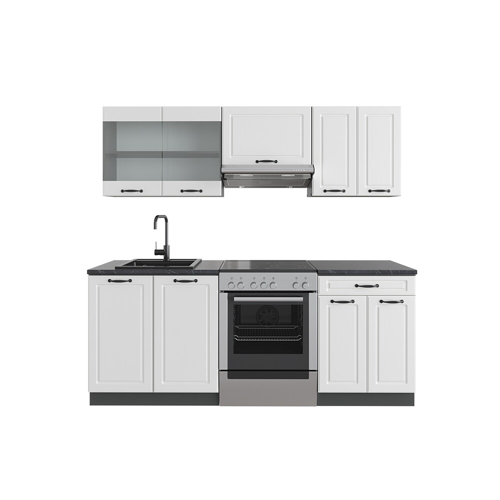 Vicco Küchenzeile Küchenblock Einbauküche R-Line 200 cm Landhaus Anthrazit