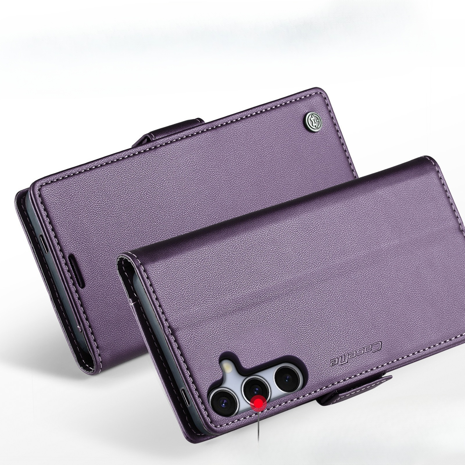 Samsung Galaxy S25 FE Leder Tasche Flip Wallet Etui mit Kartenfächern Litchi Look (RFID Schutz) - Lila
