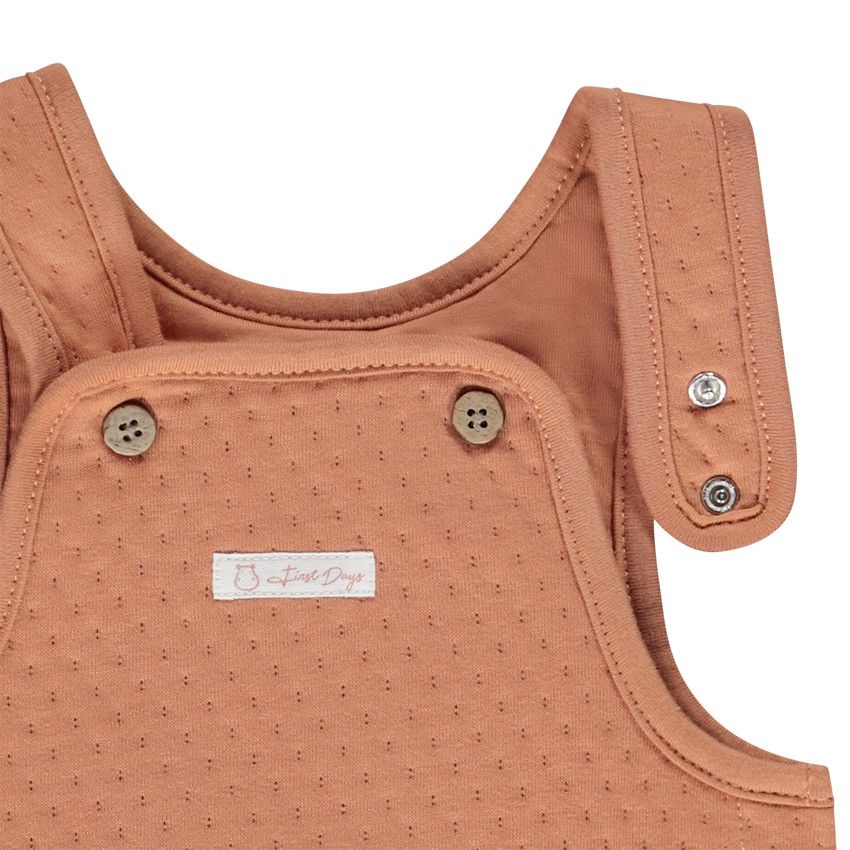 Ensemble 2 pièces matelassé avec salopette pour bébé - Marron