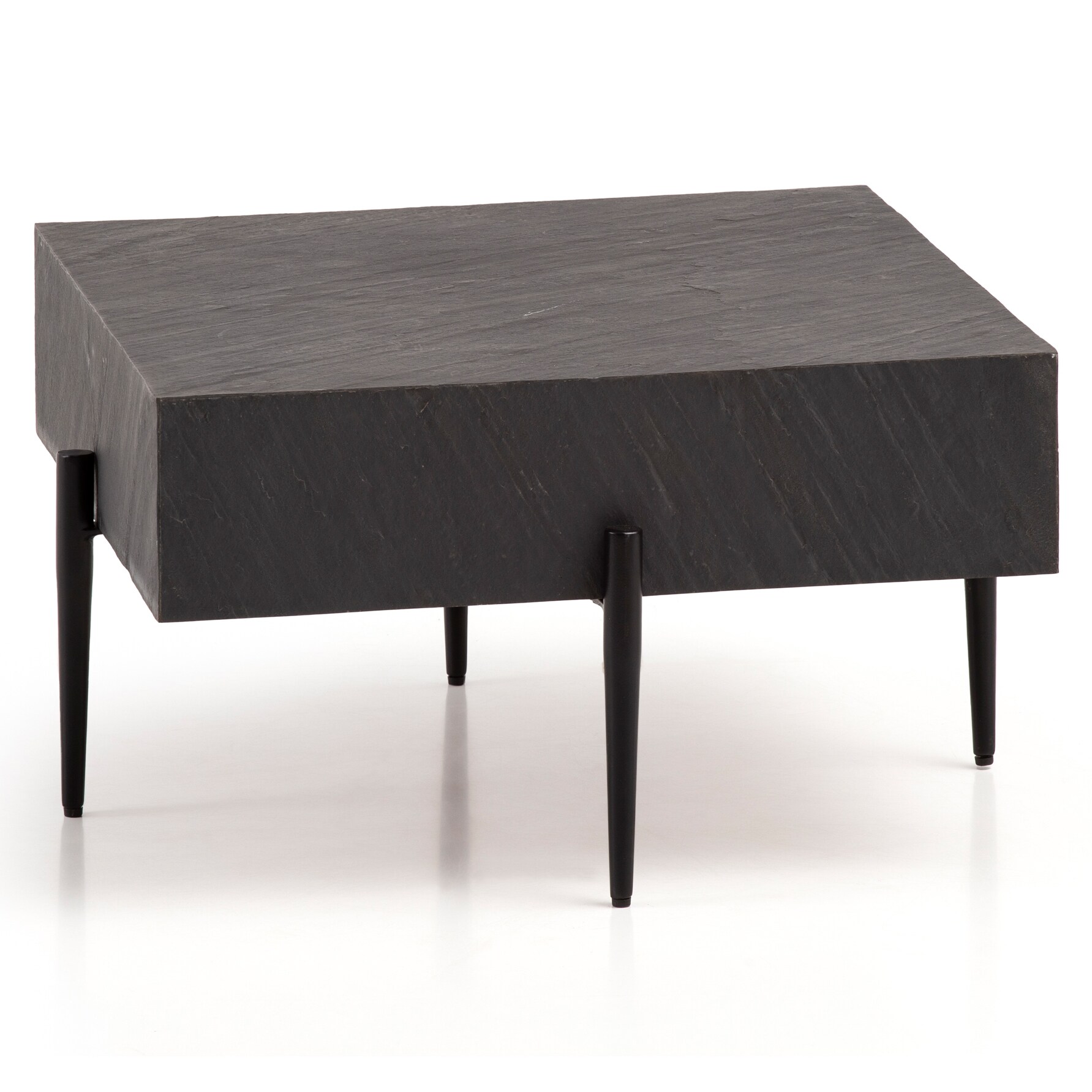 Couchtisch FineBuy Sofatisch Steinoptik Anthrazit 64x64x35 cm Wohnzimmertisch