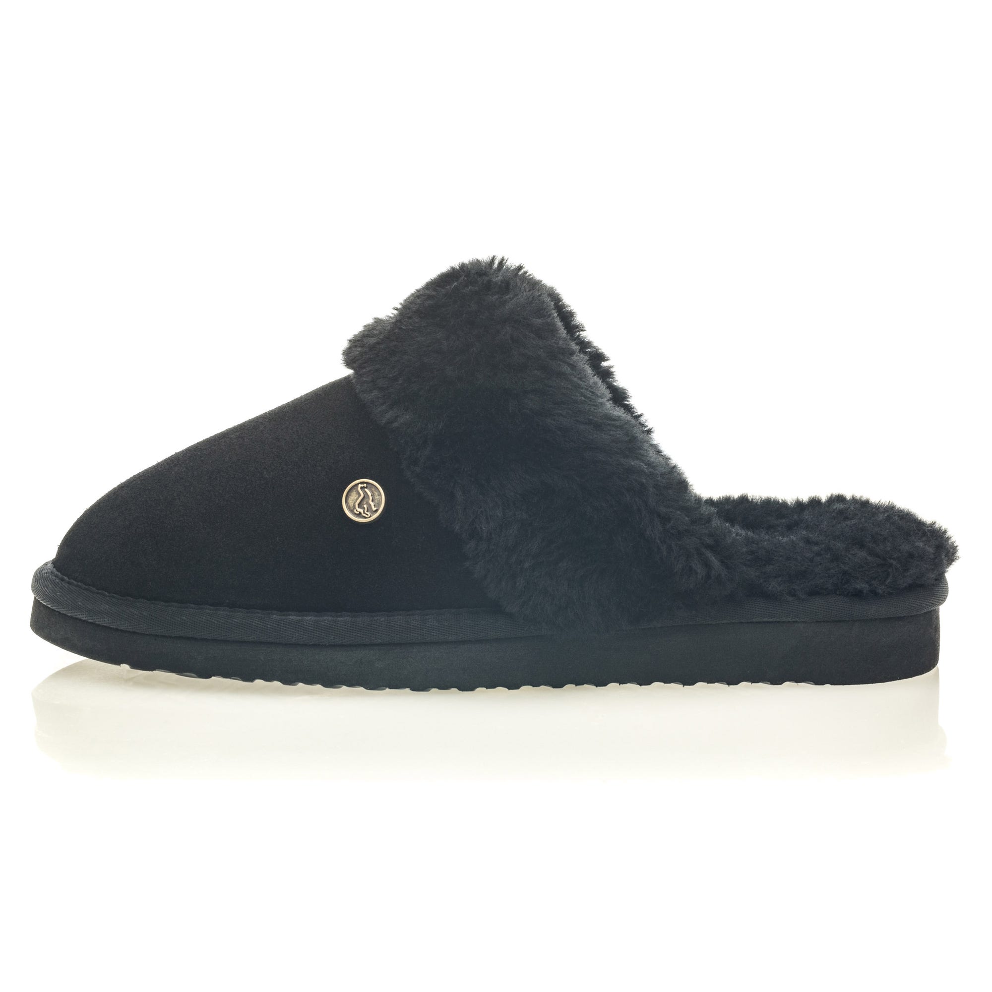 Pantoufles mules Femme en cuir noir