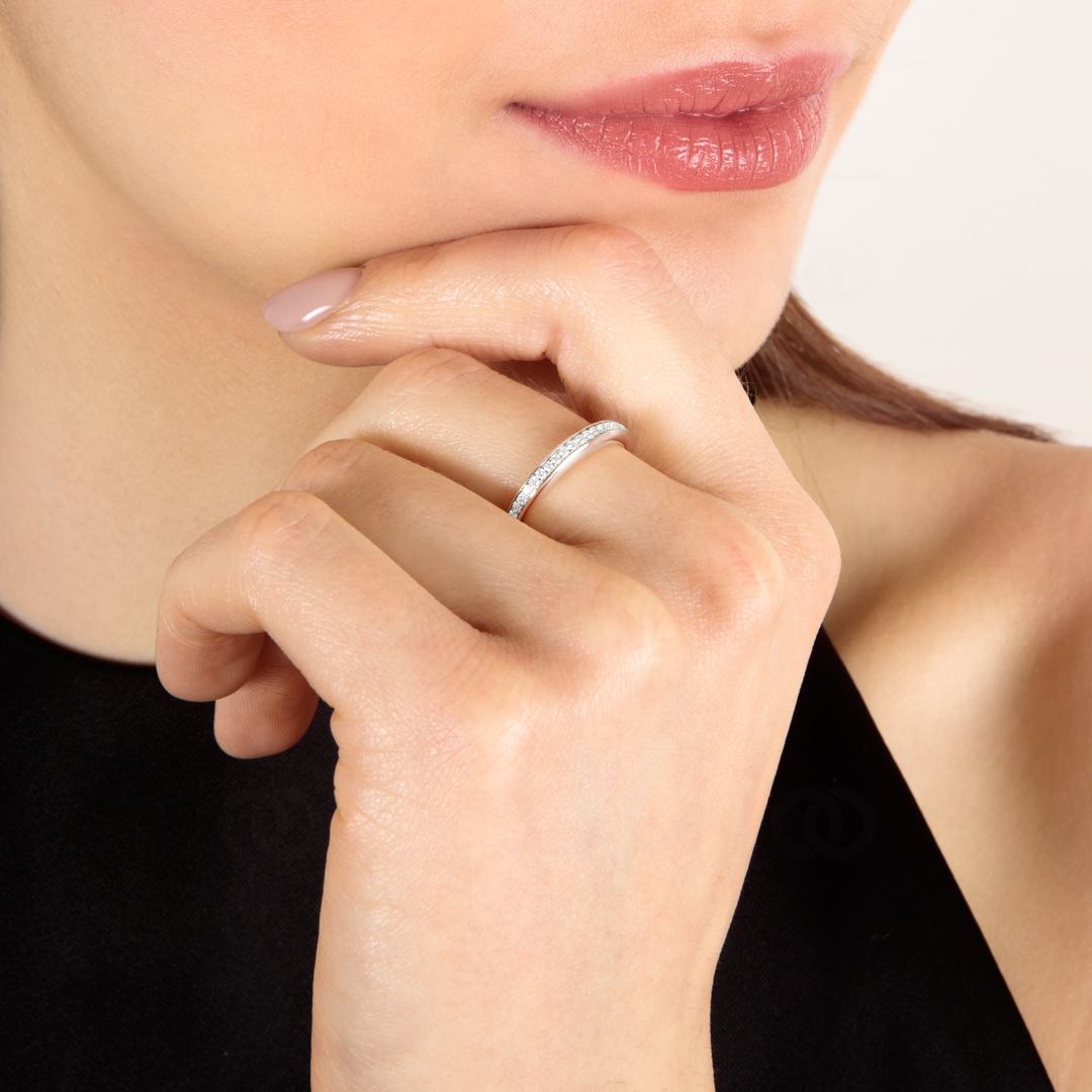 Mémoire-Ring 750/18 K Roségold mit Diamanten 0.20 ct H/si