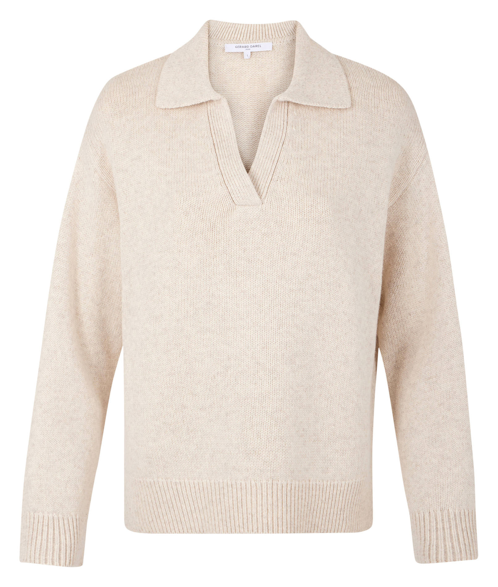 JANA - Pull col classique en laine | Beige