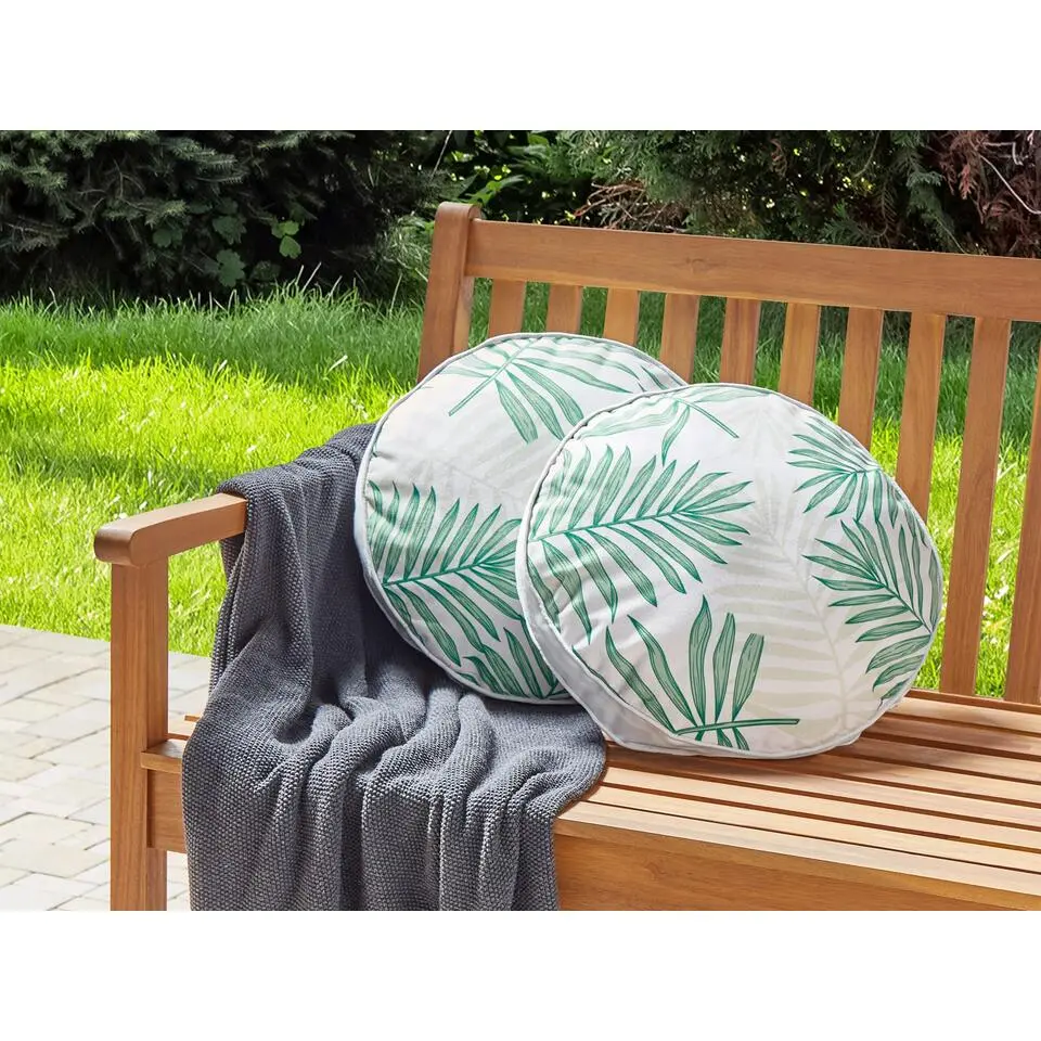 POGGIO - Tuinkussen set van 2 - Beige/ Groen - ⌀ 40 cm - Polyester