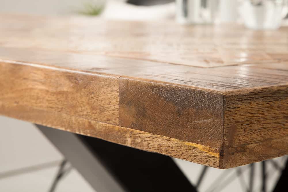 Massiver Esstisch INFINITY HOME 160cm natur schwarz Mangoholz Industrial Design X-Gestell