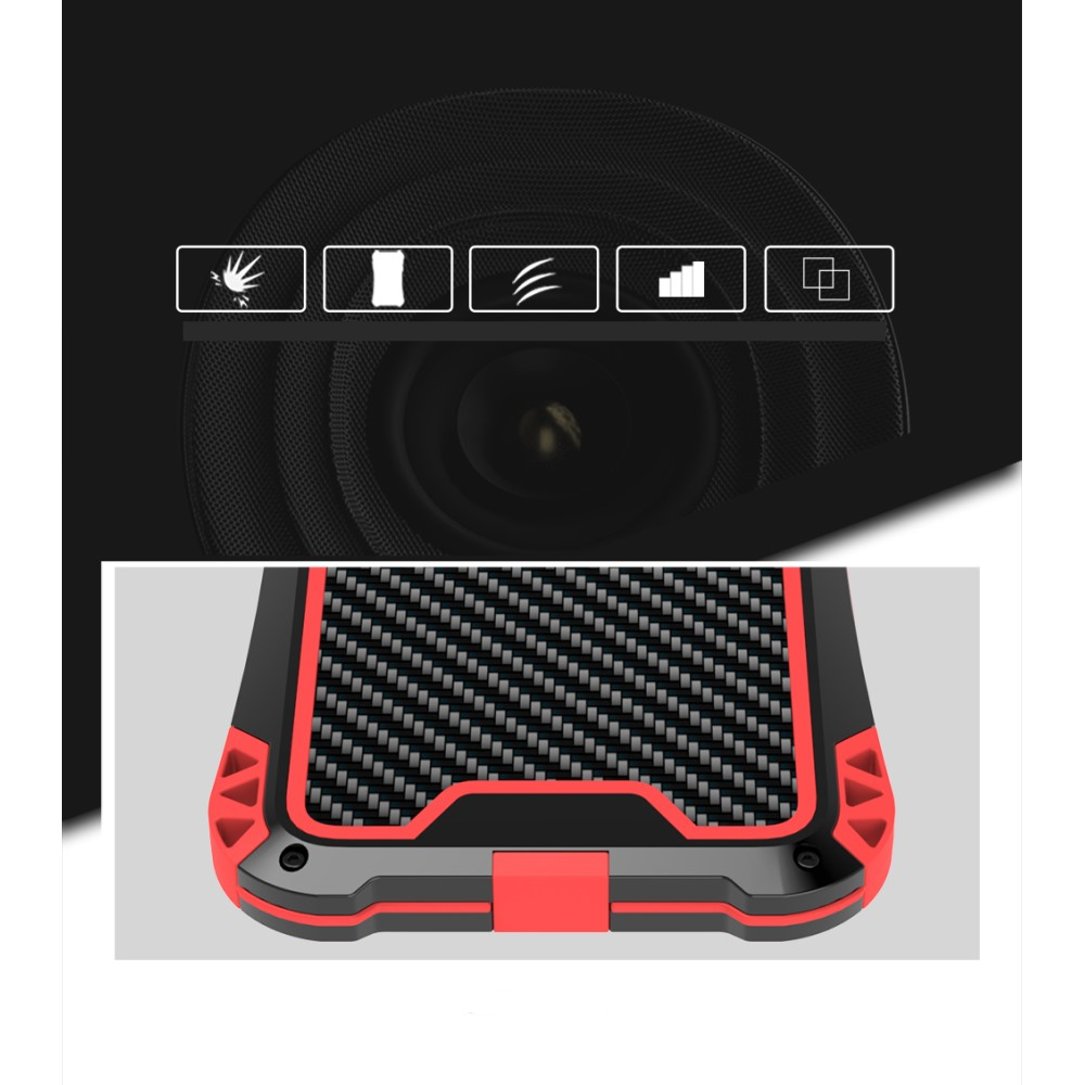 Samsung Galaxy S21 FE 5G Silikon Metall Outdoor Schutzhülle   Panzerfolie Carbon Look - Schwarz
