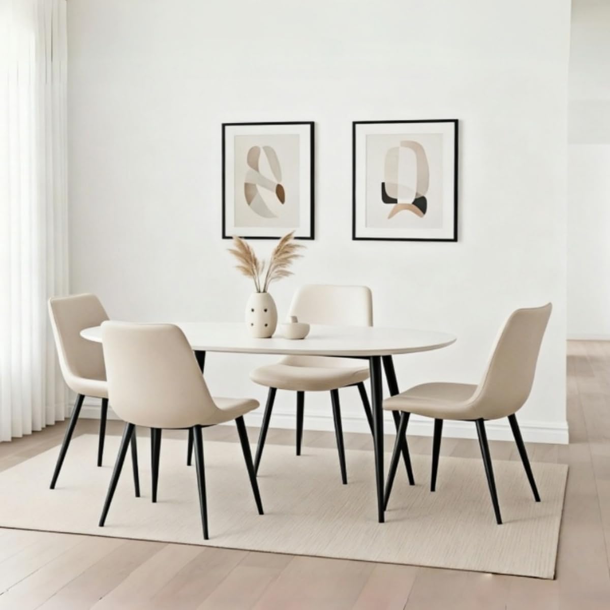 JUFU Esszimmerstühle 4er Set, Stühle Esszimmer mit Lehne, Küchenstühle Kunstleder modern mit Rückenlehne und Metallfüße für Küche, Tresen, Esszimmer (Grau)
