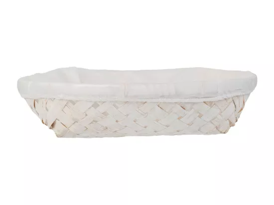 Panier rond en bambou avec doublure blanche d28x06h
