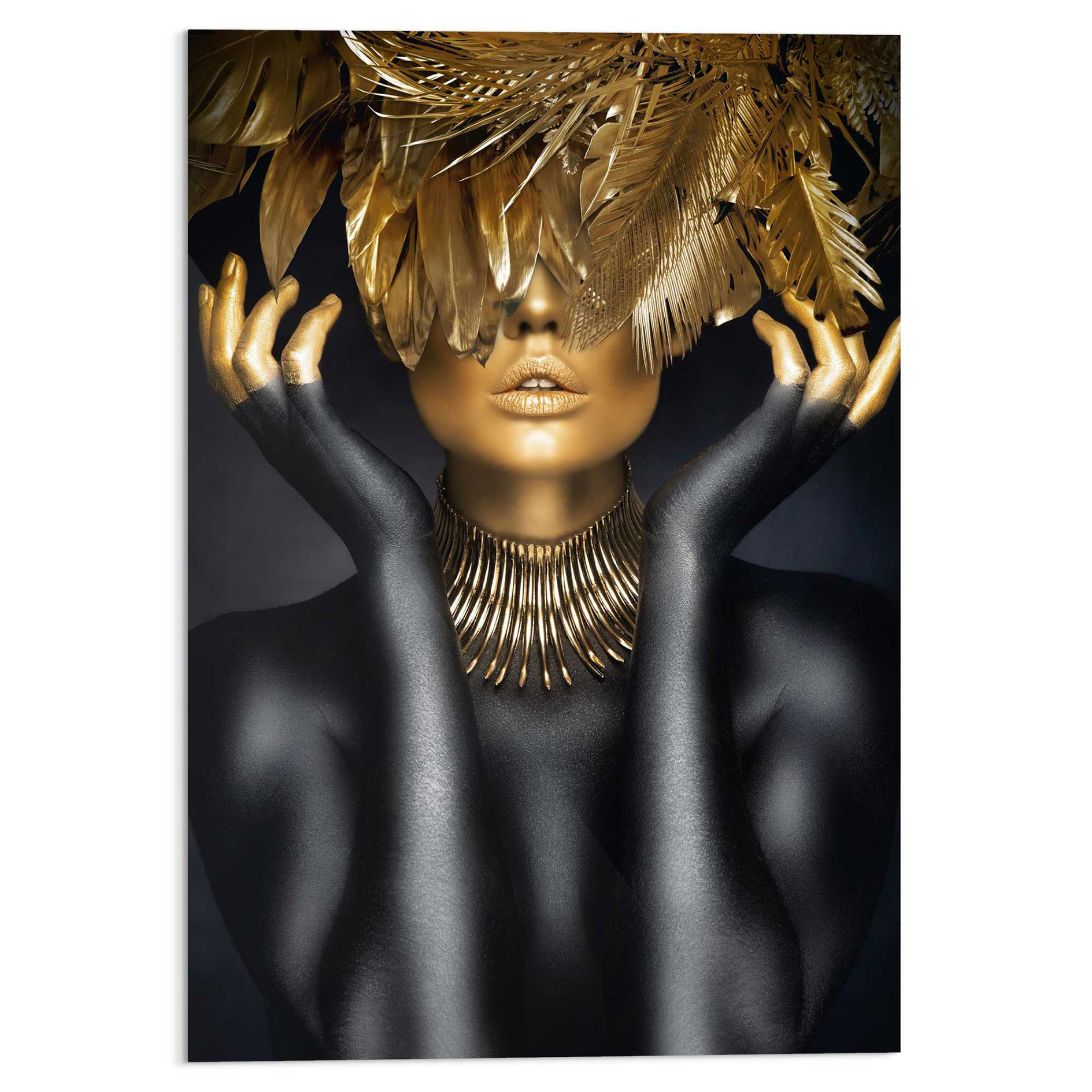 Deco Glass GOLDEN FEATHERS - 70x100 cm