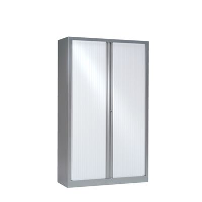 Armoire haute monobloc à rideaux ETIC - 198 x 120 cm - aluminium/blanc