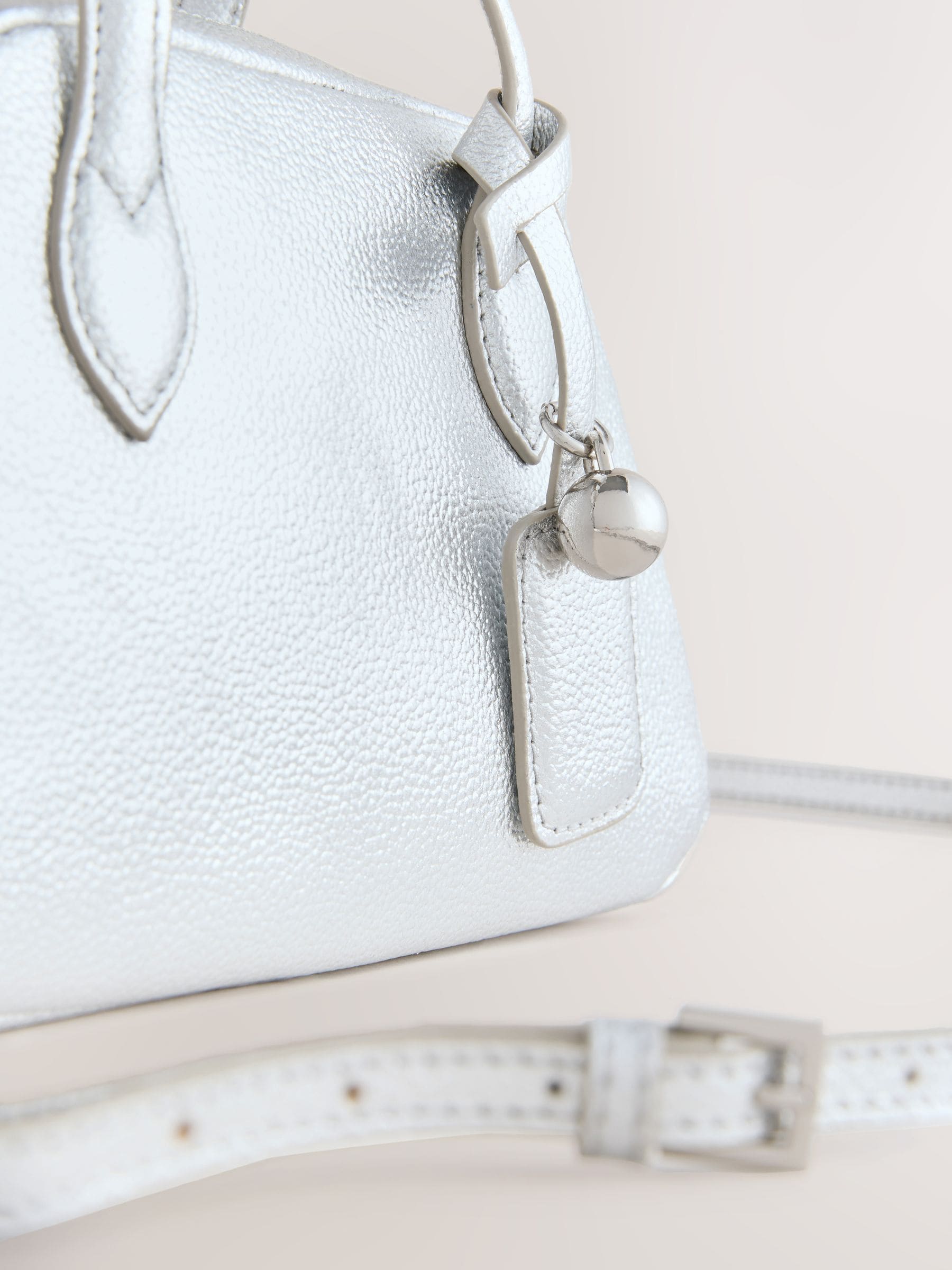 Zilver - Leather Mini Bowler Bag