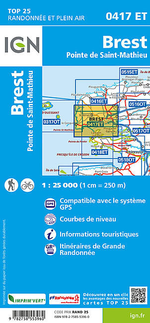 IGN - TOP 25 0417 ET BREST POINTE ST MATHIEU 1 25 000