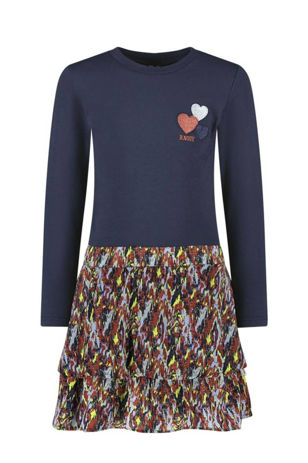 B.Nosy halter jurk Dante met all over print donkerblauw/bruin