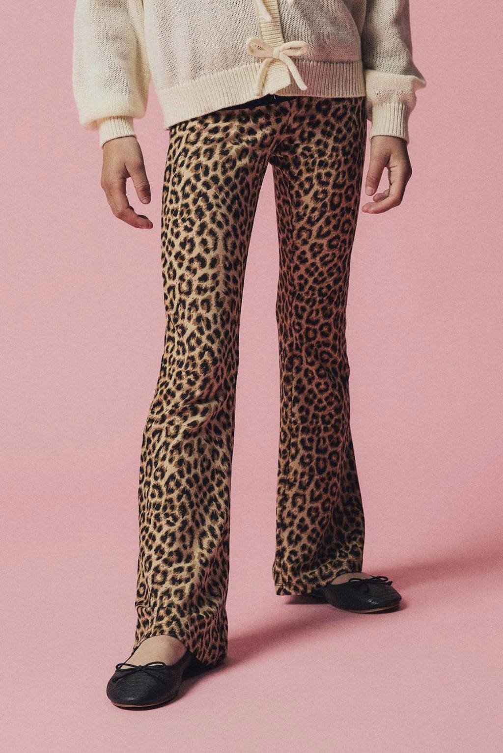 NAME IT bootcut broek NKFNUNI met panterprint bruin/zwart