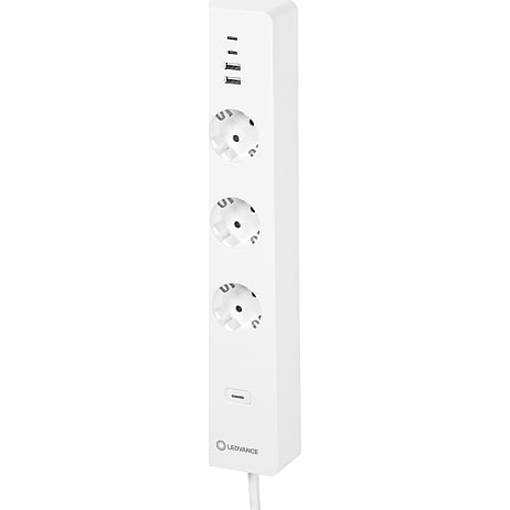 Smart+ stikdåse m. 3 stik og 2 USB - hvid