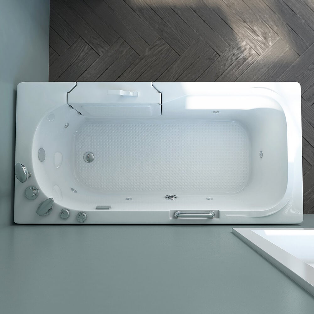 Home Deluxe - Seniorenbad incl. Whirlpool - VITAL M Rechts - Afmetingen: 153 x 76 x 64 cm - incl. complete accessoires | Bad met deur, seniorenbad met instap, whirlpool baden