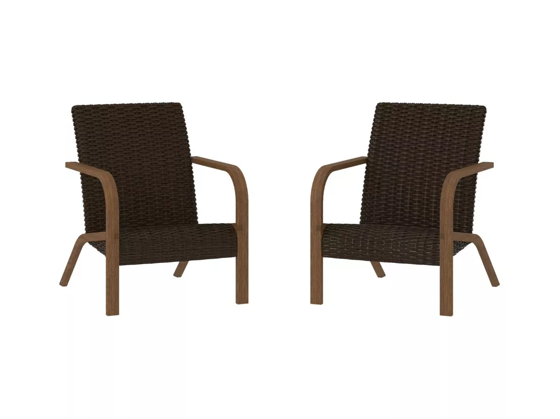 Smartwick | Chaises longues Lot de 2 en résine Marron foncé