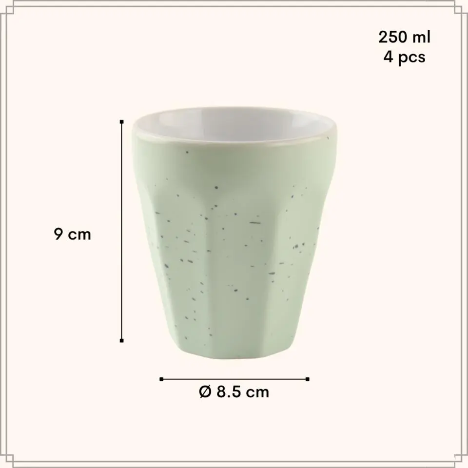 OTIX Koffie Kopjes 4 Stuks 250 ml Zonder Oor Koffietassen Porselein