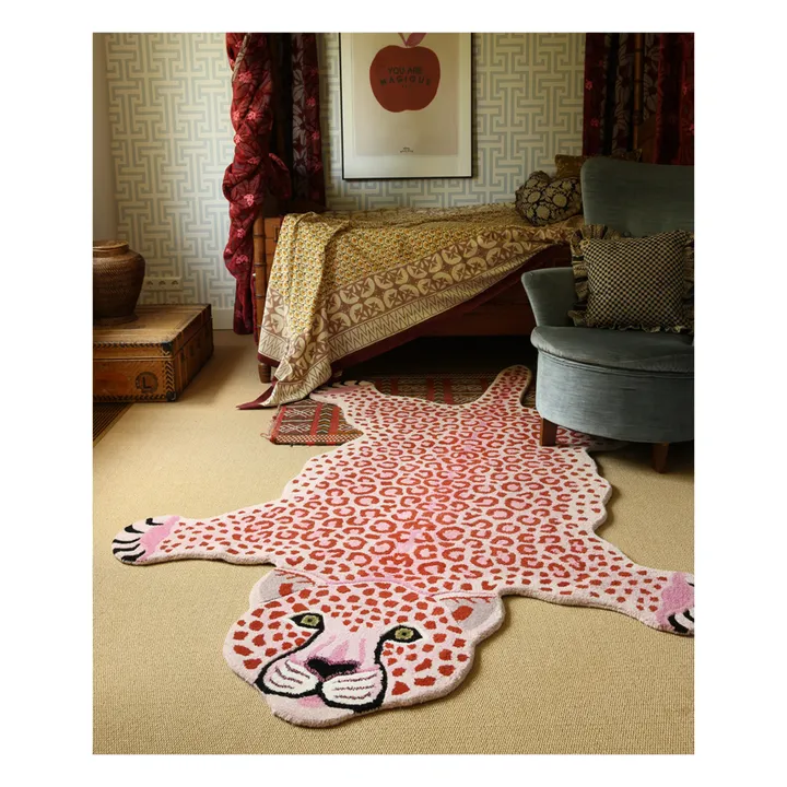 Doing Goods Tapis léopard rose en laine | Rose