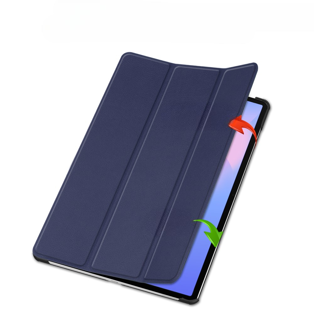 Samsung Galaxy Tab S10 FE  Plus Flipcase Hülle Ledertasche mit Aufstellfunktion Litchi Look   S-Pen Halterung - Blau