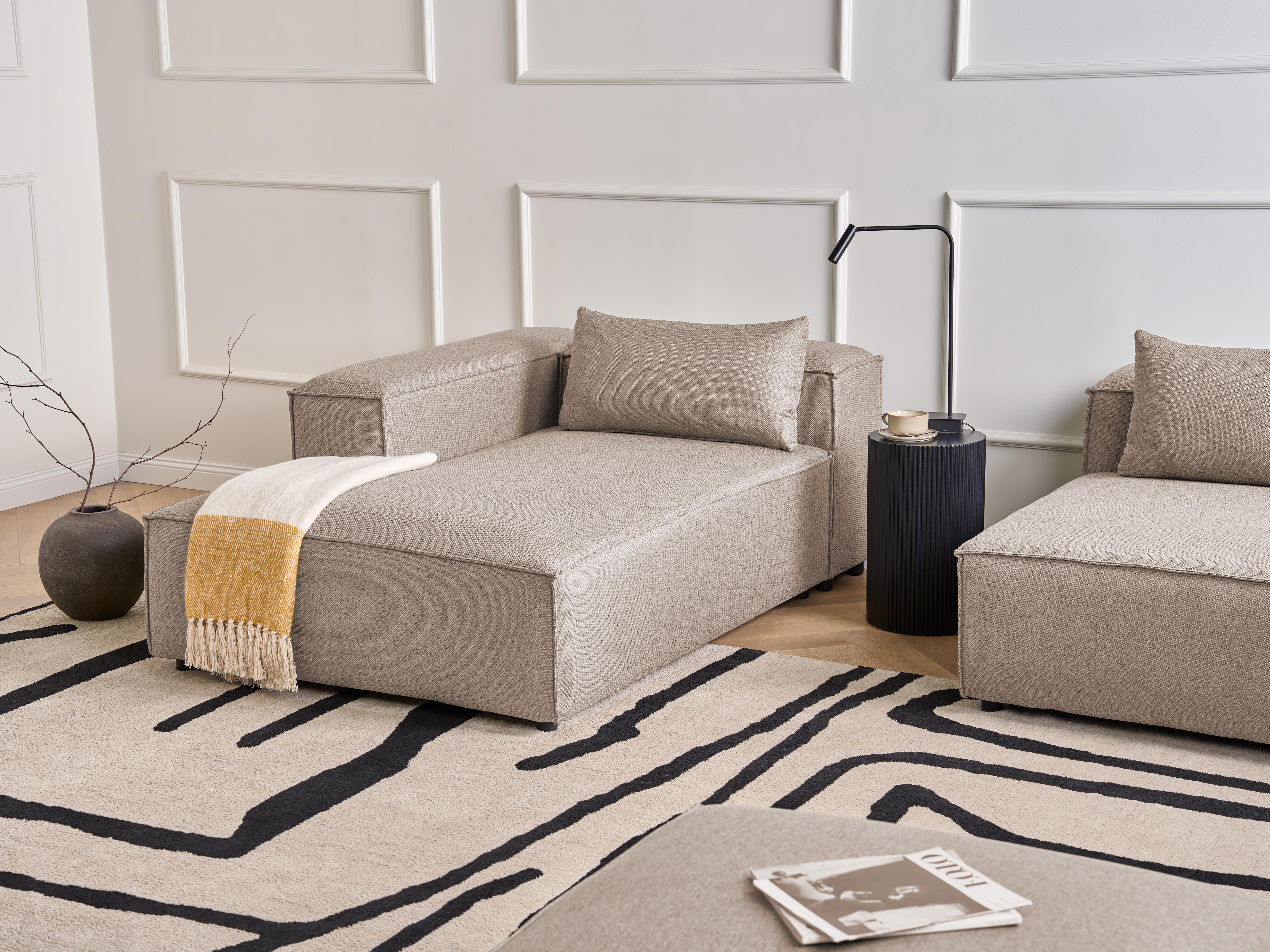 Rechtszijdige chaise longue BRANDE Stof Lichtbruin