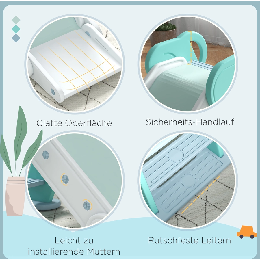 AIYAPLAY Kinderrutsche mit rutschfester Leiter grün