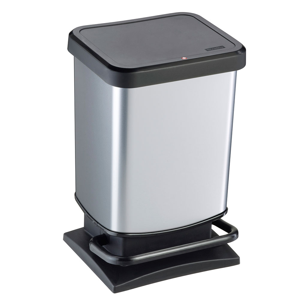 Poubelle à pédale PASO gris argent 20L
