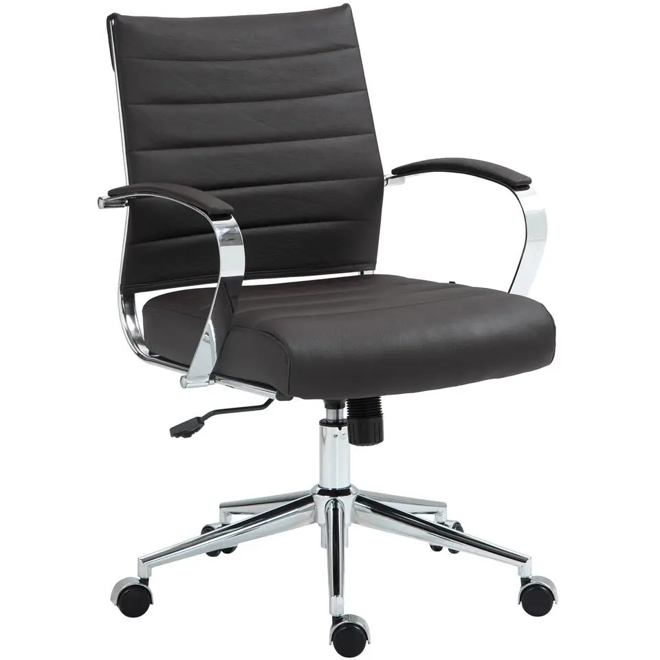 CLP Bureaustoel Oakland chroom Frame - Echt leer - bruin