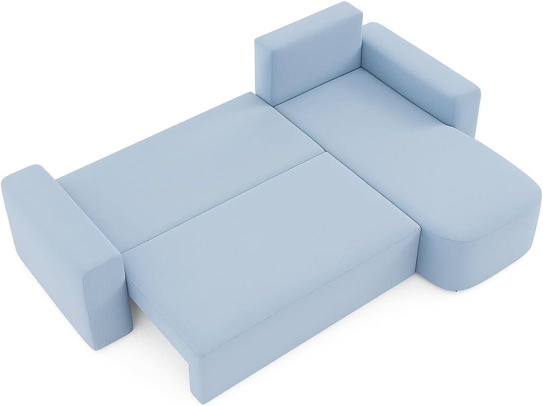 Ecksofa Milo mit Schlaffunktion und Bettkasten 200x138 cm Komfort, Eleganz & Funktionalität (Monte 71 - blau)