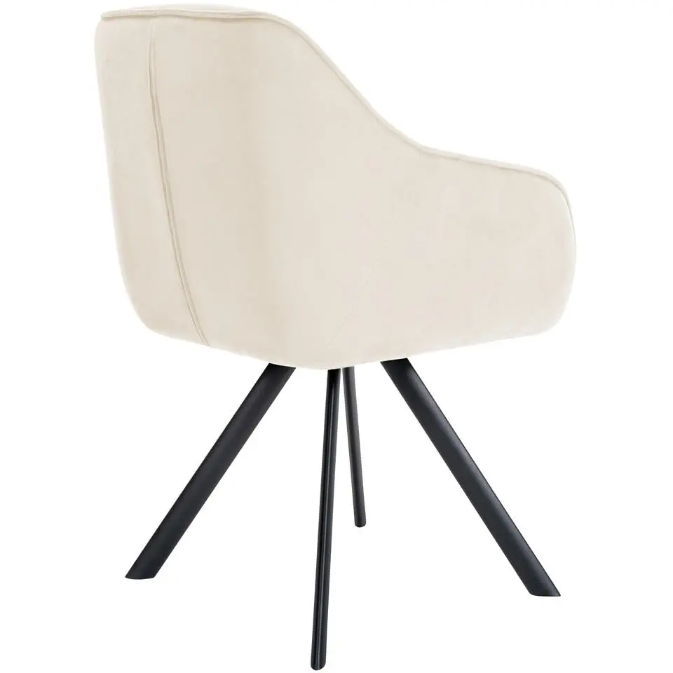 CLP Eetkamerstoel Russel zwart Frame - Fluweel - creme