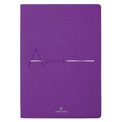 Agenda Bora 16 mois - 1 semaine sur 2 pages - 17,5 x 24,5 cm - violet texture - Oberthur