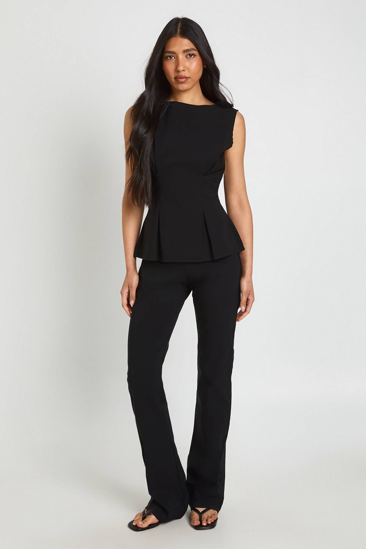 boohoo Pantalon Évasé Taille Haute Stretch Coupe Tall