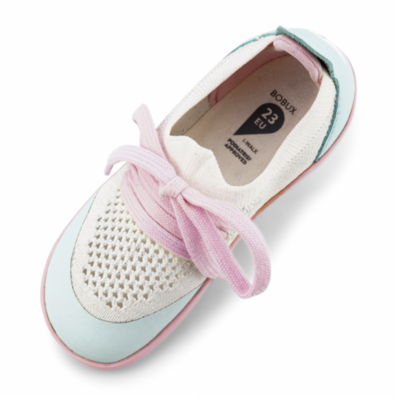 Bobux Bobux Step-up Play Knit blanc et bleu ciel