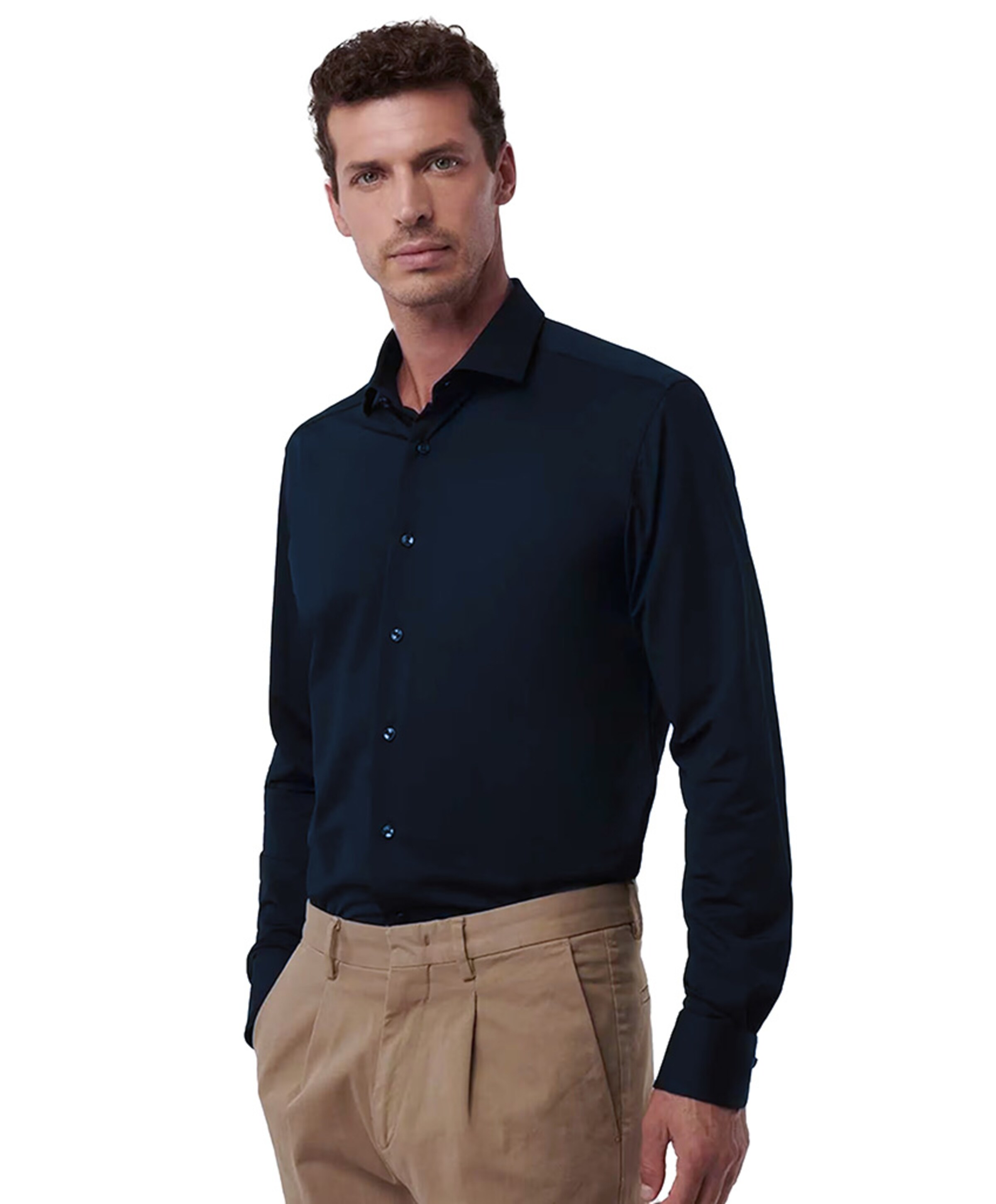 Xacus Heren overhemd lange mouw blauw