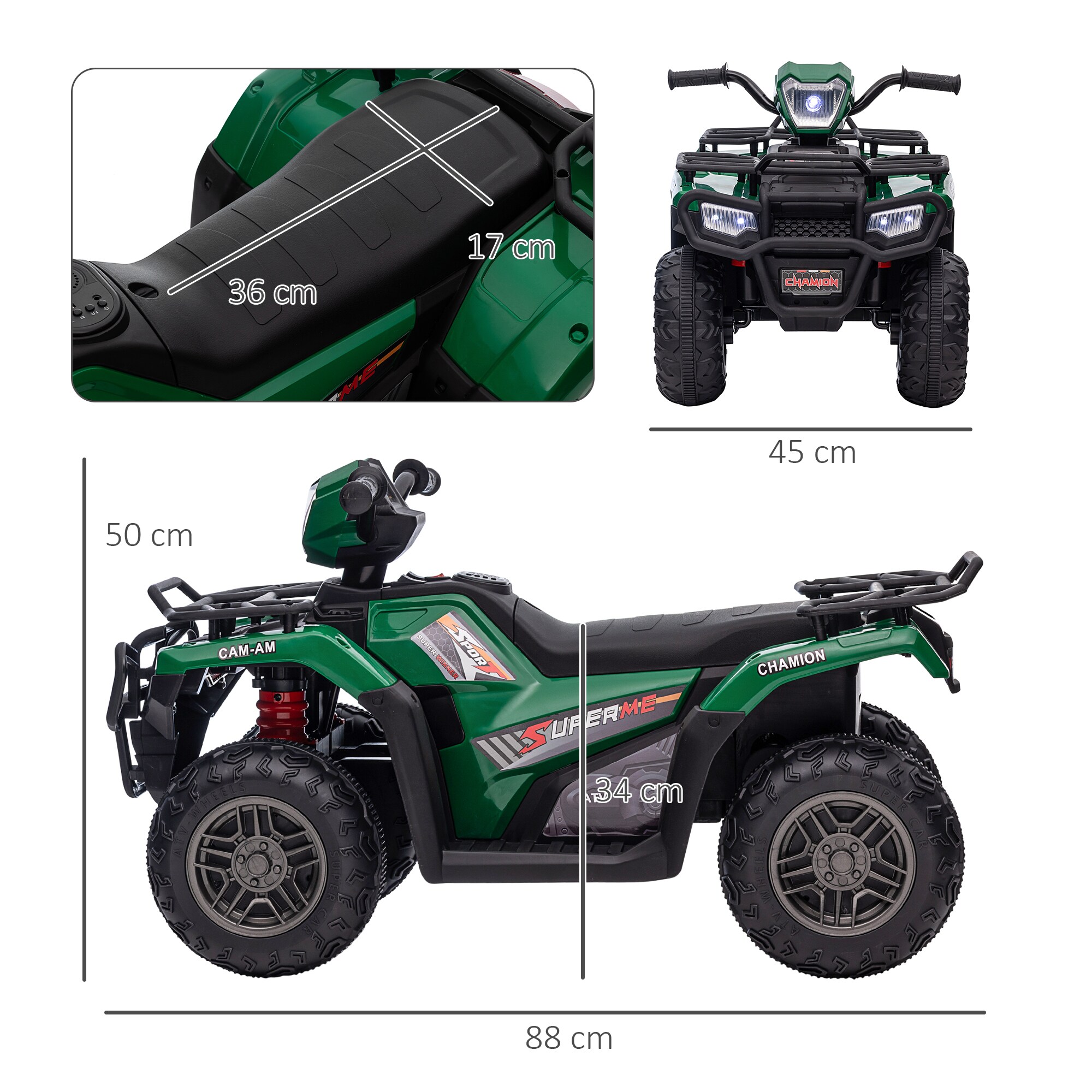 HOMCOM Kinderquad mit Soundeffekte 88L x 45B x 50H cm
