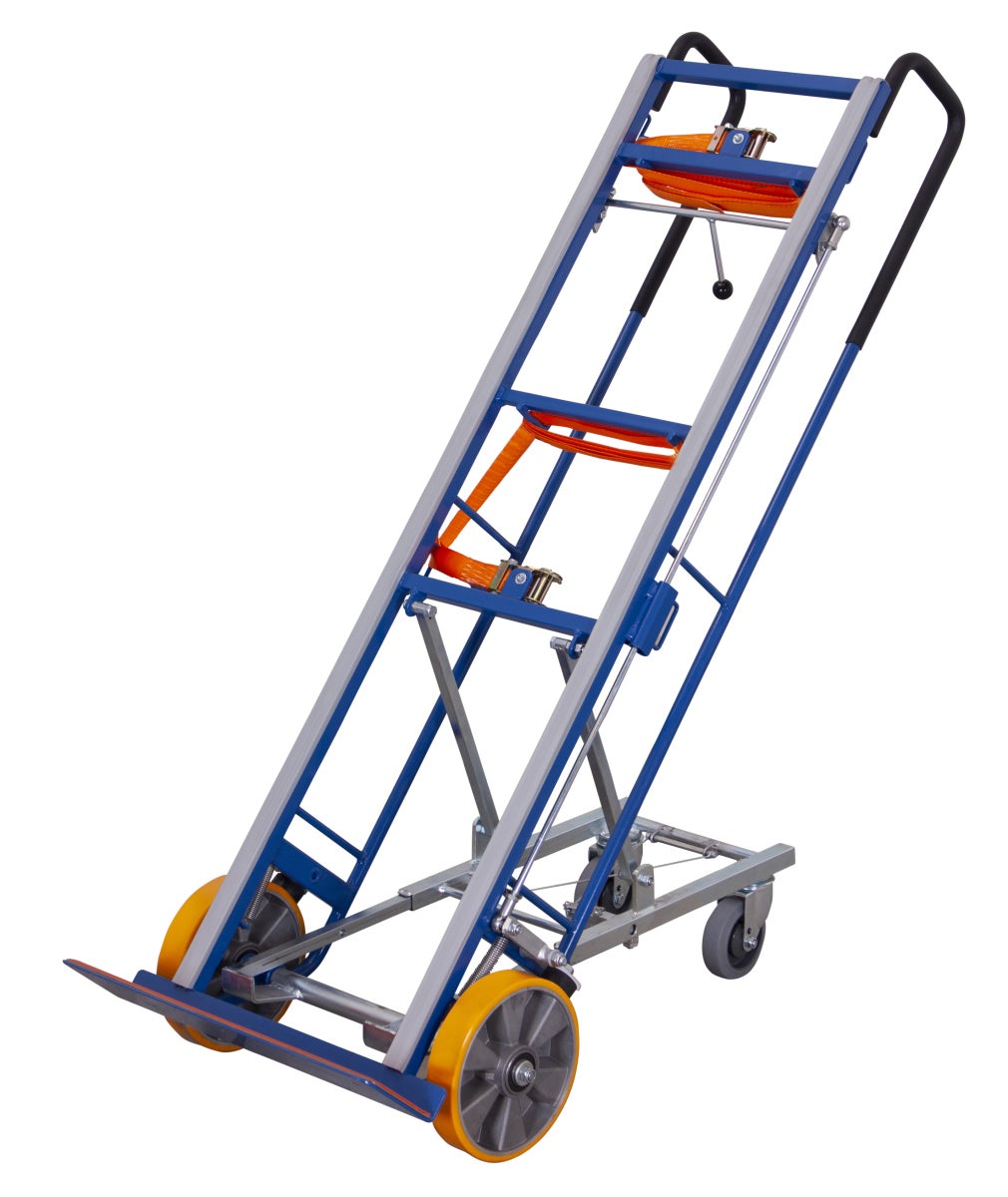 VARIOfit heavy-duty trolley met steunwielen en remhendel voor omvangrijke goederen, draagvermogen 550 kg