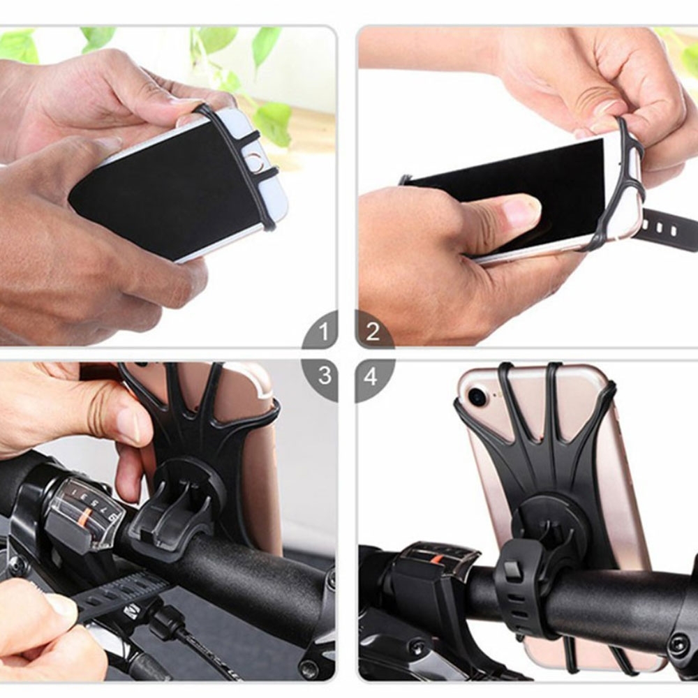 360° Universal Fahrrad Bike Velo Silikon Halterung Drehbar Handy / Smartphone (4