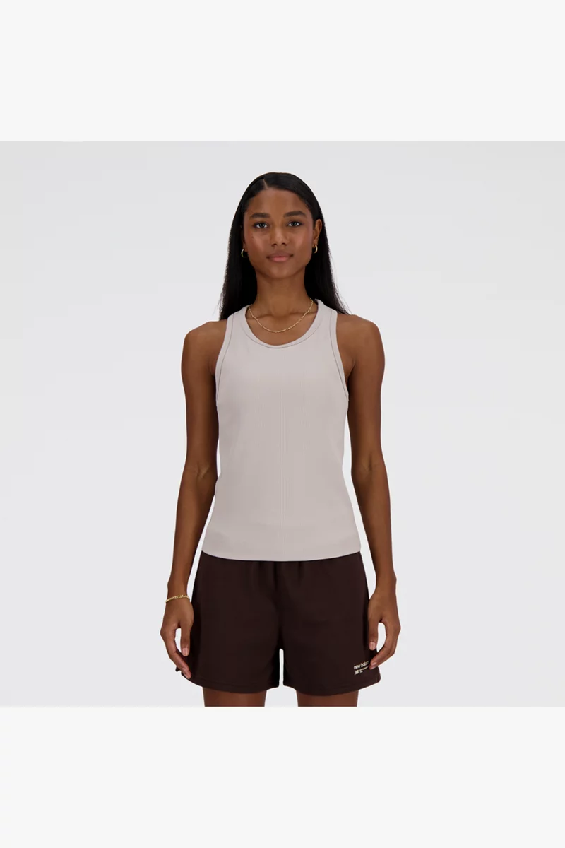 New Balance Linear Heritage Rib Knit Racer Damen Top