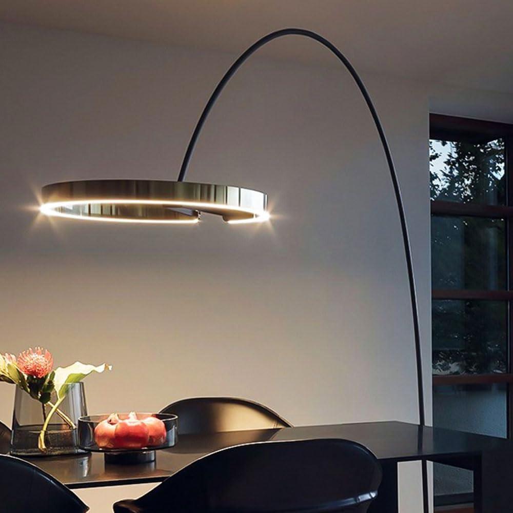 44W LED-Stehlampe, kreative Kreis-Stehlampen, Moderne warmes Licht, vertikale Lampe, gewölbte Metall-Stehbodenleuchten, dekorative Atmosphäre, stehende LED-Stehlampen für Wohnzimmer