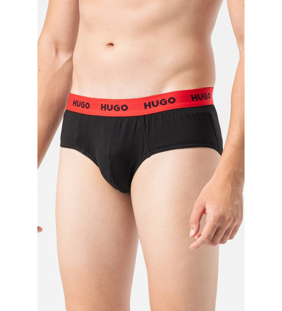Conjunto de 3 Cuecas Elásticas HUGO - Preto, Cinza, Azul